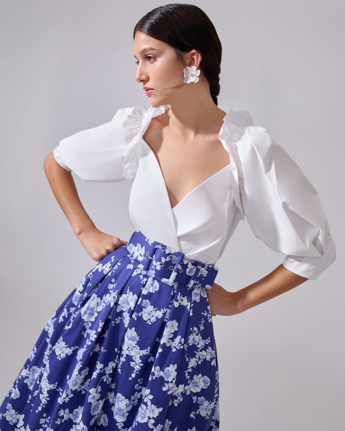 Floral-Print Midi Skirt