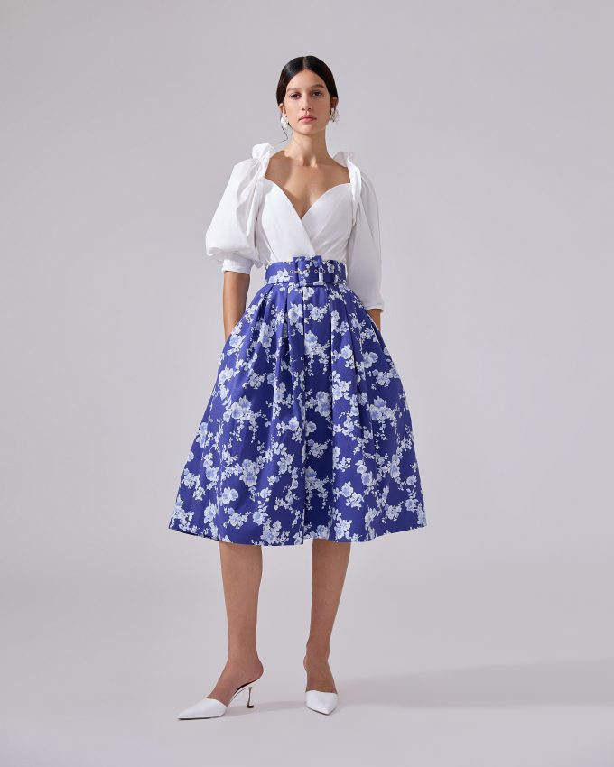 Floral-Print Midi Skirt
