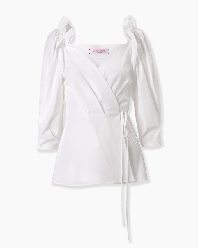 Puff-Sleeve Wrap Shirt