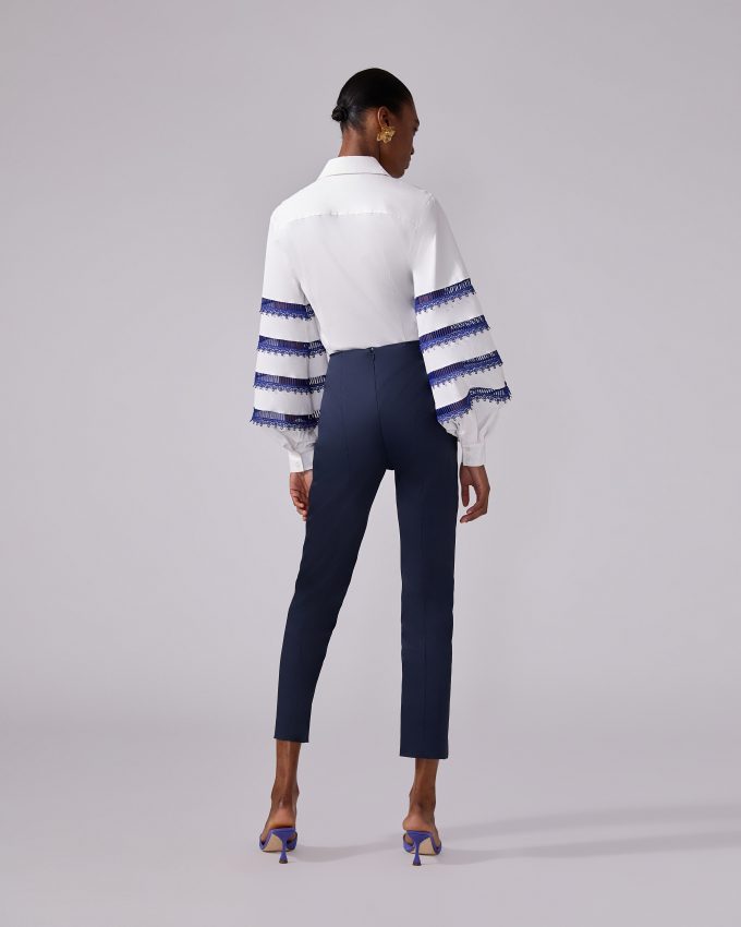 Lace-Trim Puff-Sleeve Shirt