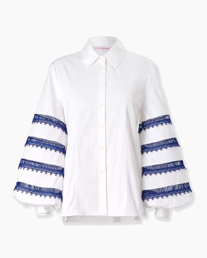 Lace-Trim Puff-Sleeve Shirt