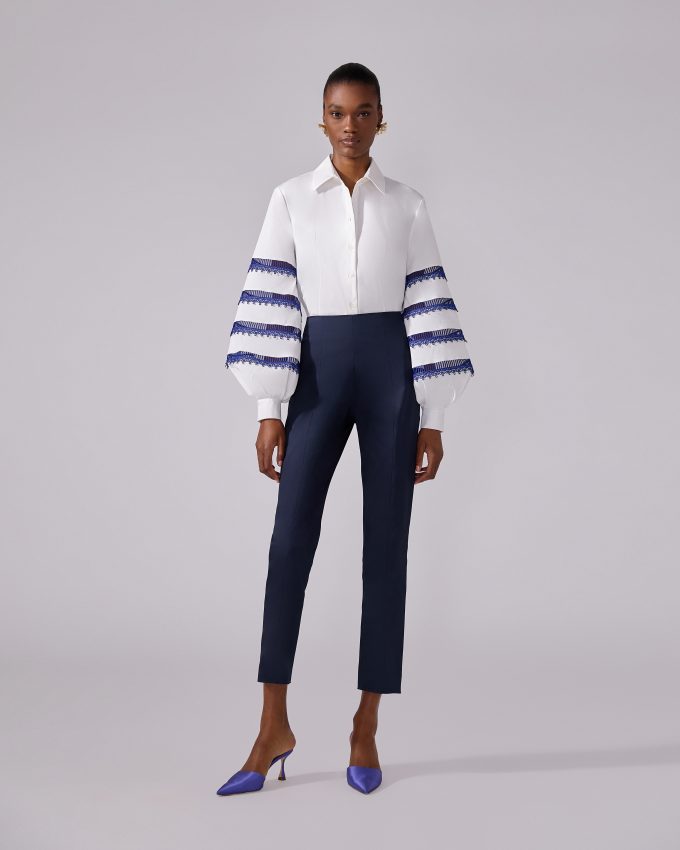 Lace-Trim Puff-Sleeve Shirt