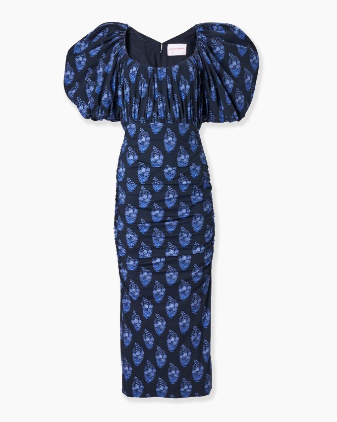 Floral Block-Print Midi Dress