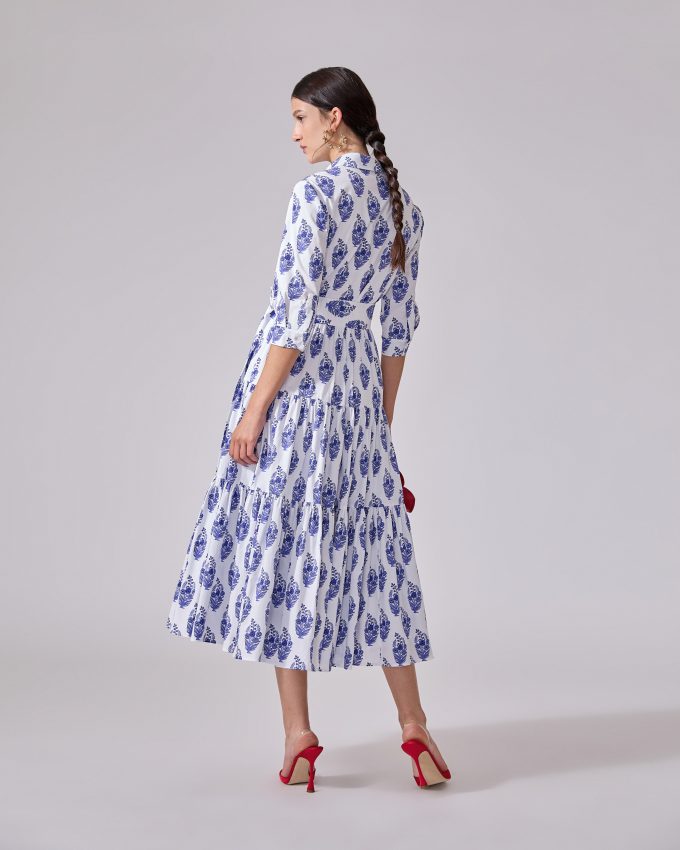 Floral-Block-Print Shirt Dress