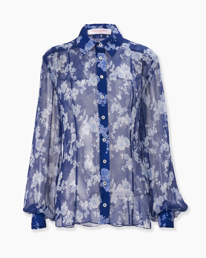 Chiffon Floral-Print Blouse