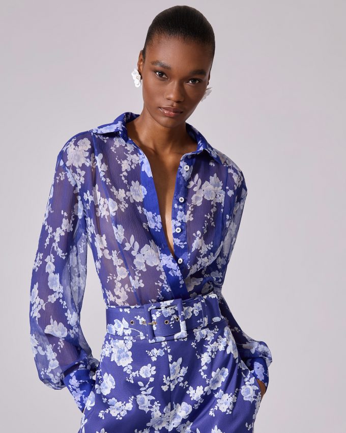 Chiffon Floral-Print Blouse