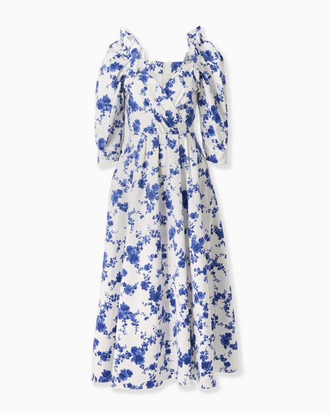Floral-Print Wrap-Top Midi Dress