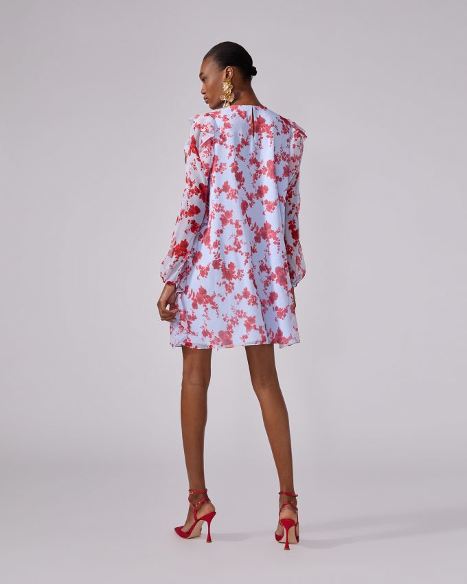 Chiffon Floral-Print Mini Dress