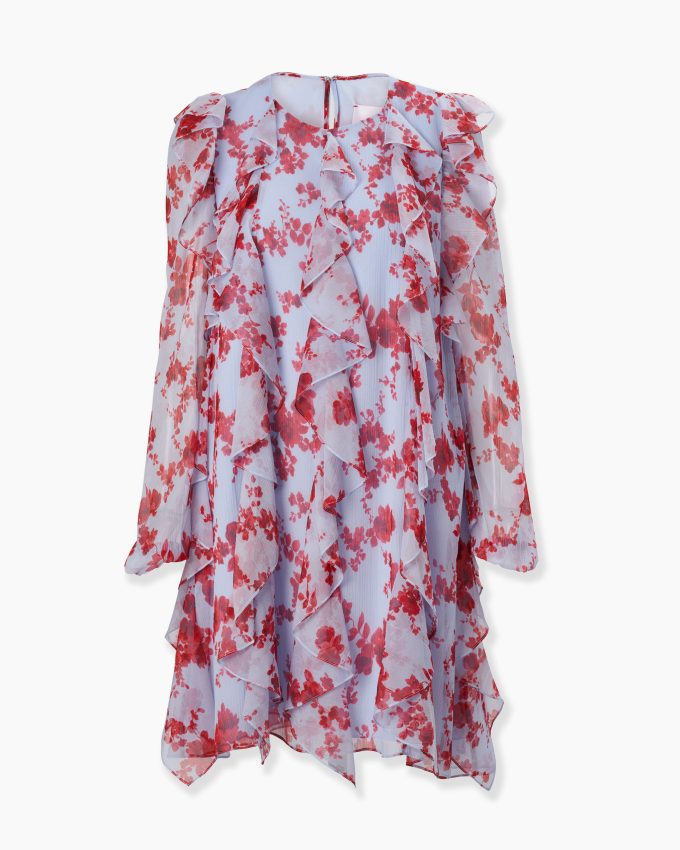 Chiffon Floral-Print Mini Dress