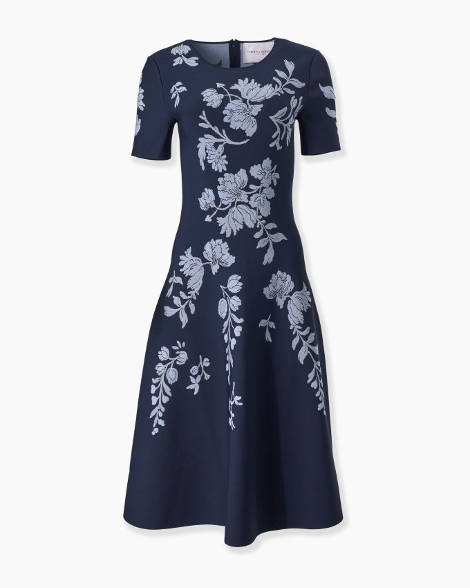 Floral Jacquard Flared Dress