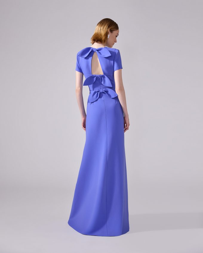 Floral-Embroidered Gown With Bows