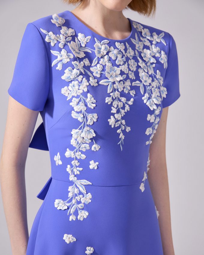 Floral-Embroidered Gown With Bows