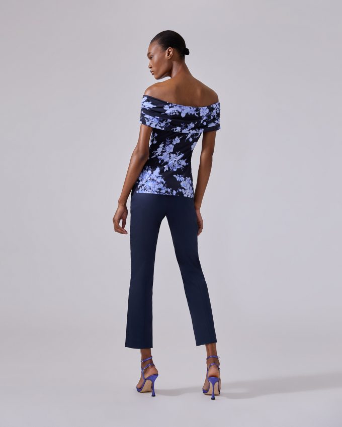 Floral-Print Ruched Jersey Top