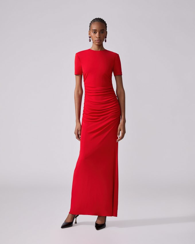 Ruched Jersey Column Dress