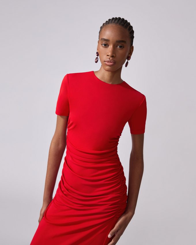 Ruched Jersey Column Dress