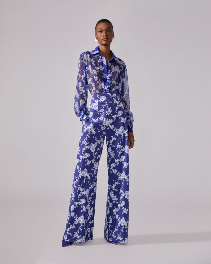 Floral-Print Wide Leg Pant