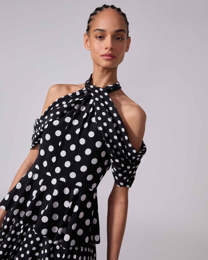 Polka Dot Tiered Midi Dress