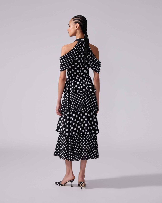Polka Dot Tiered Midi Dress