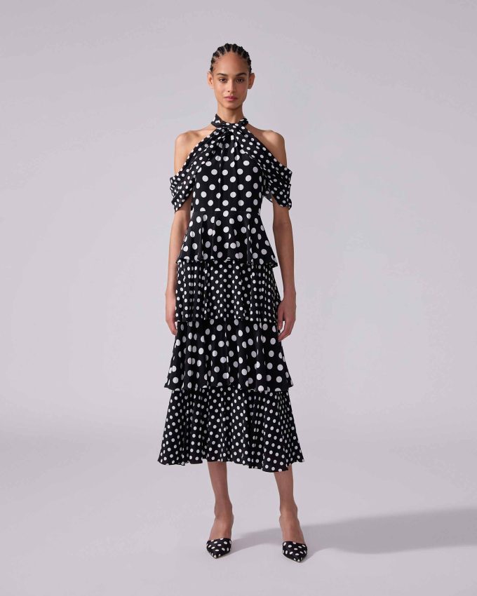 Polka Dot Tiered Midi Dress
