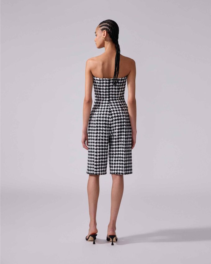 Strapless Houndstooth Playsuit