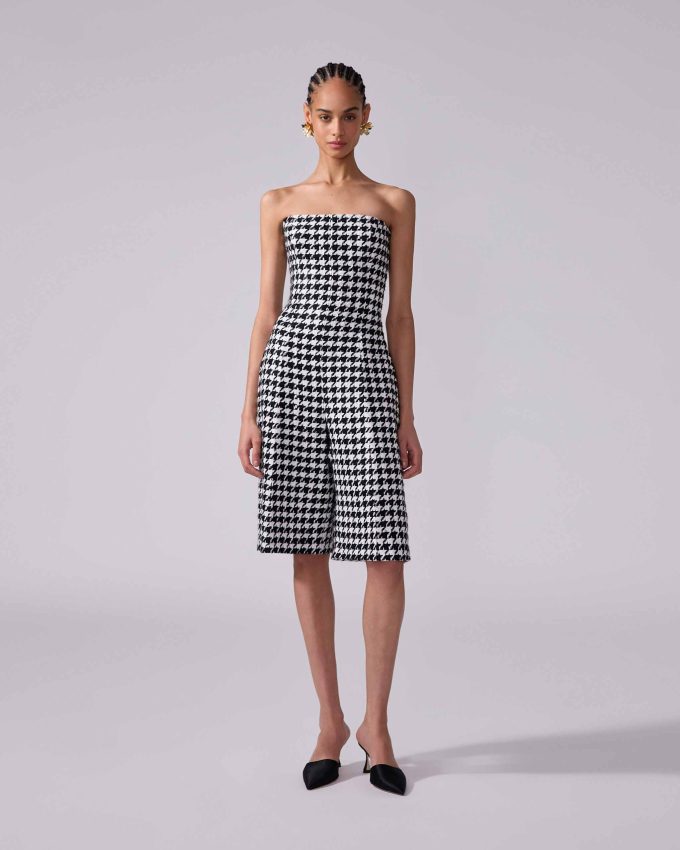 Strapless Houndstooth Playsuit