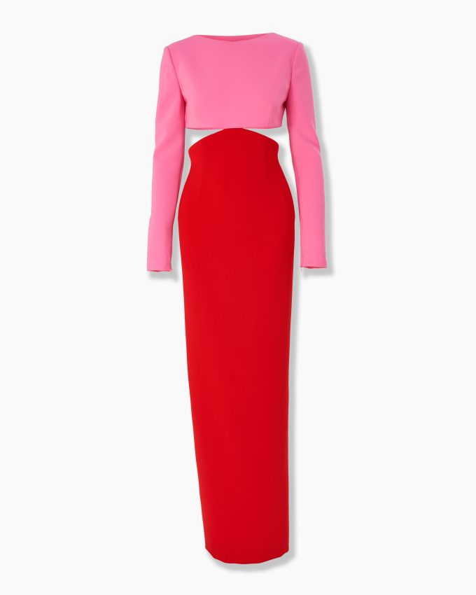 Cutout-Waist Column Gown