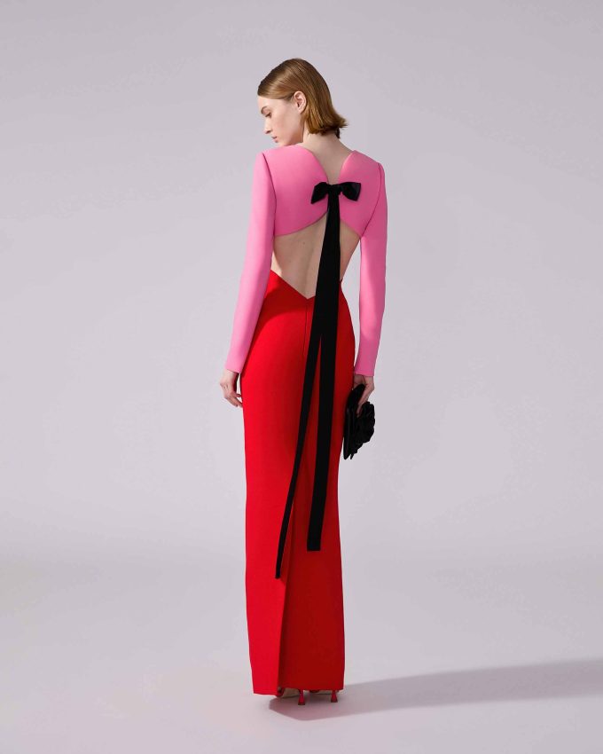 Cutout-Waist Column Gown