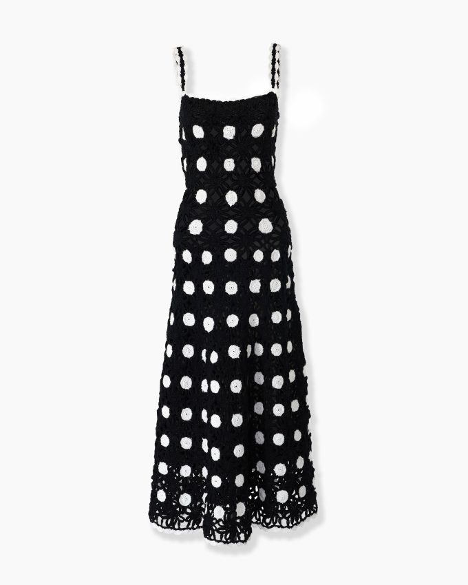 Crocheted Polka Dot Midi Dress