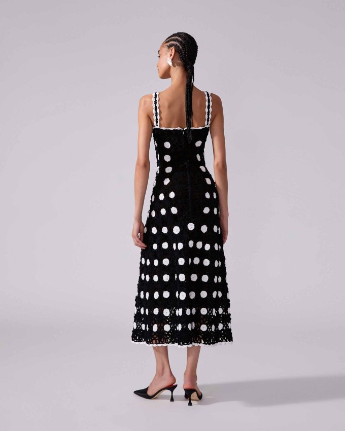 Crocheted Polka Dot Midi Dress