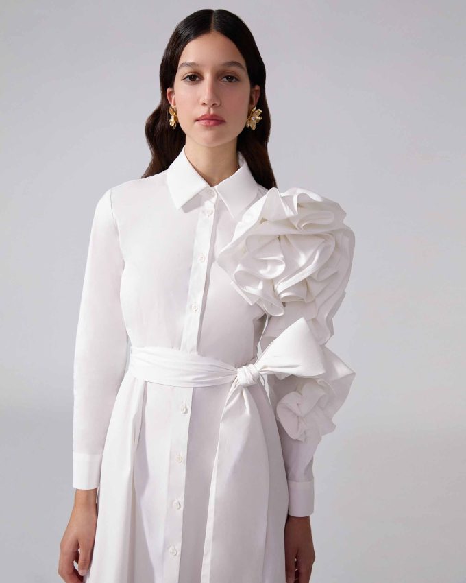 Rosette Midi Shirt Dress
