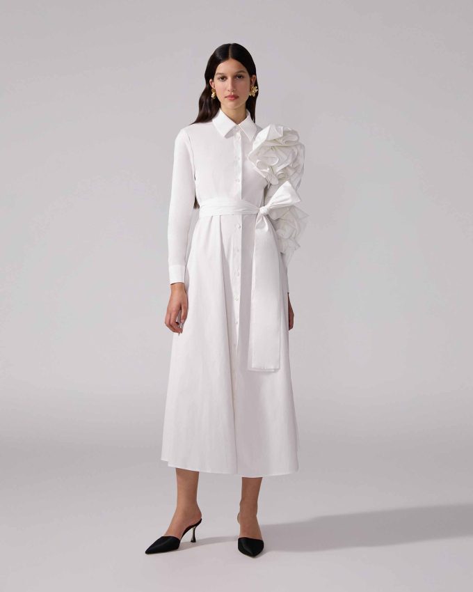 Rosette Midi Shirt Dress