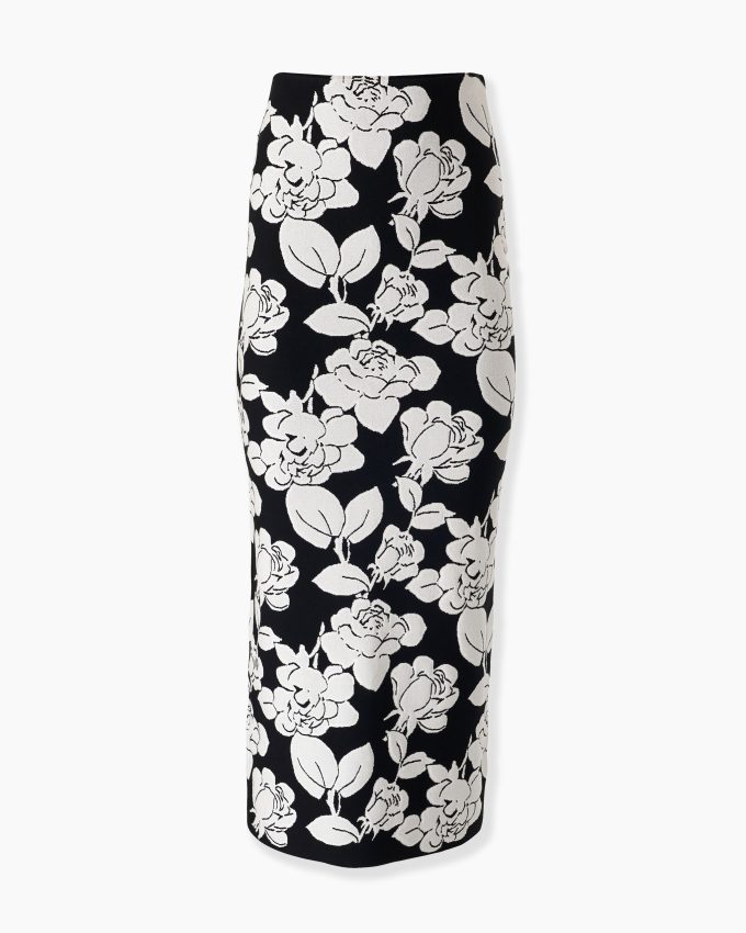 Floral Jacquard Pencil Skirt