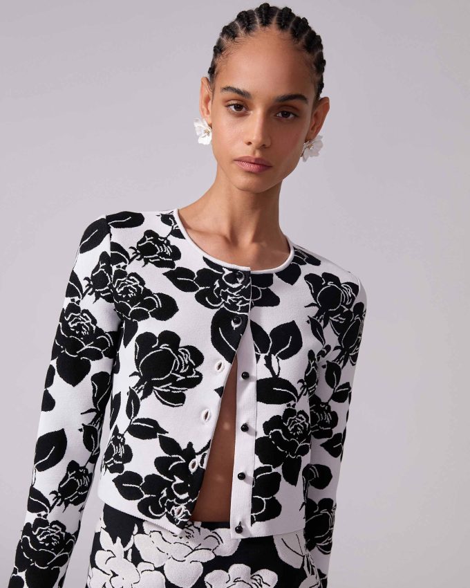 Floral Jacquard Pencil Skirt
