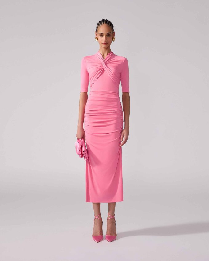 Ruched Jersey Midi Dress