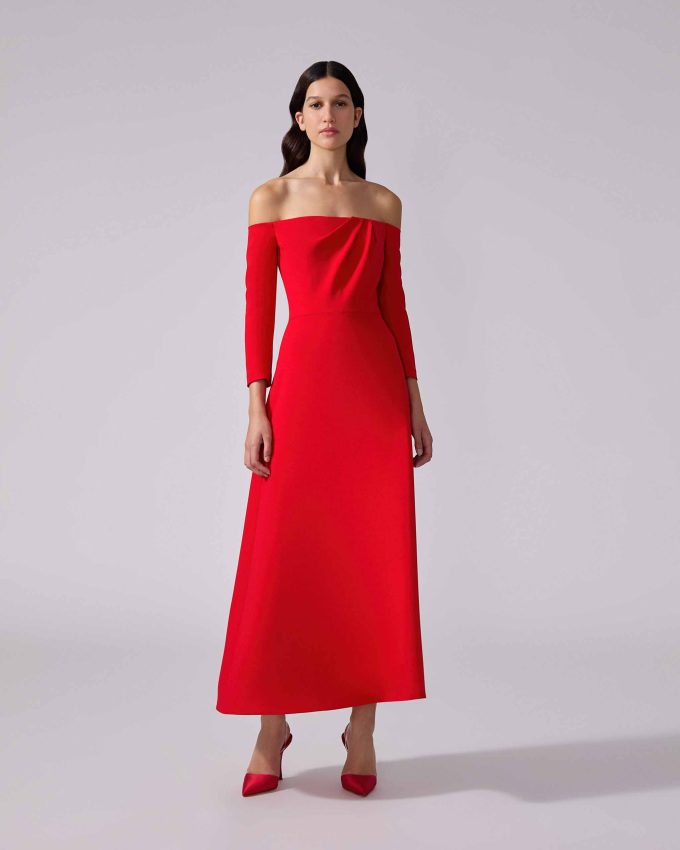Off-Shoulder Midi Dress