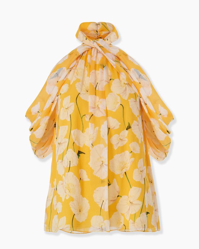 Floral-Print Chiffon Halterneck Top