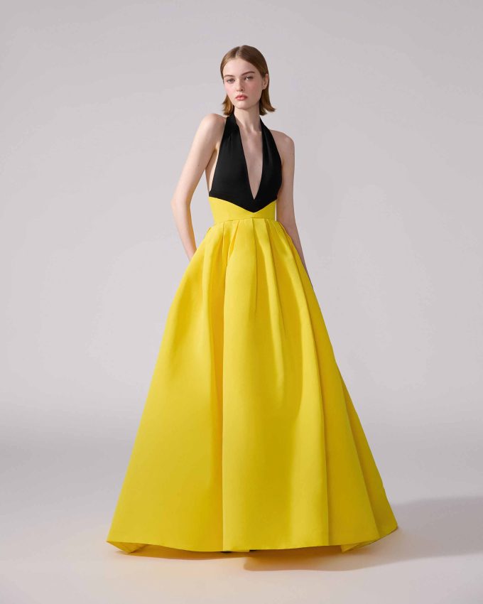 Halterneck V-Waist Gown