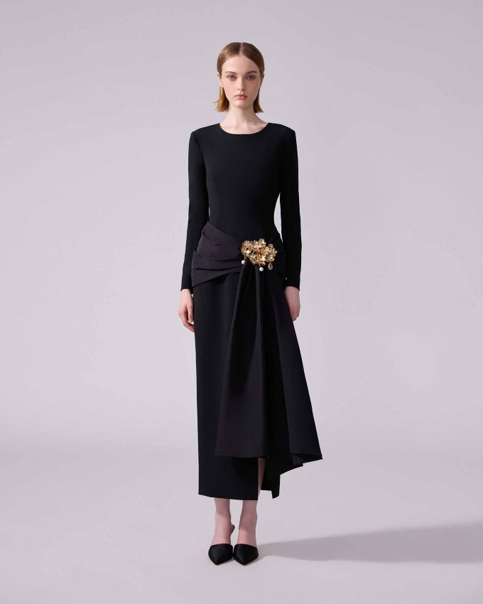 Midi Dress with Sash