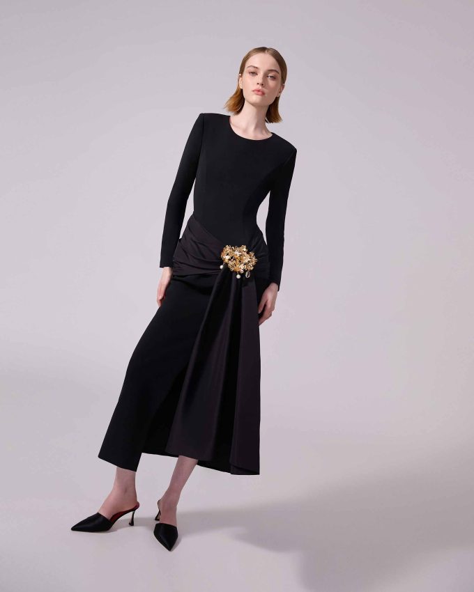 Midi Dress with Sash
