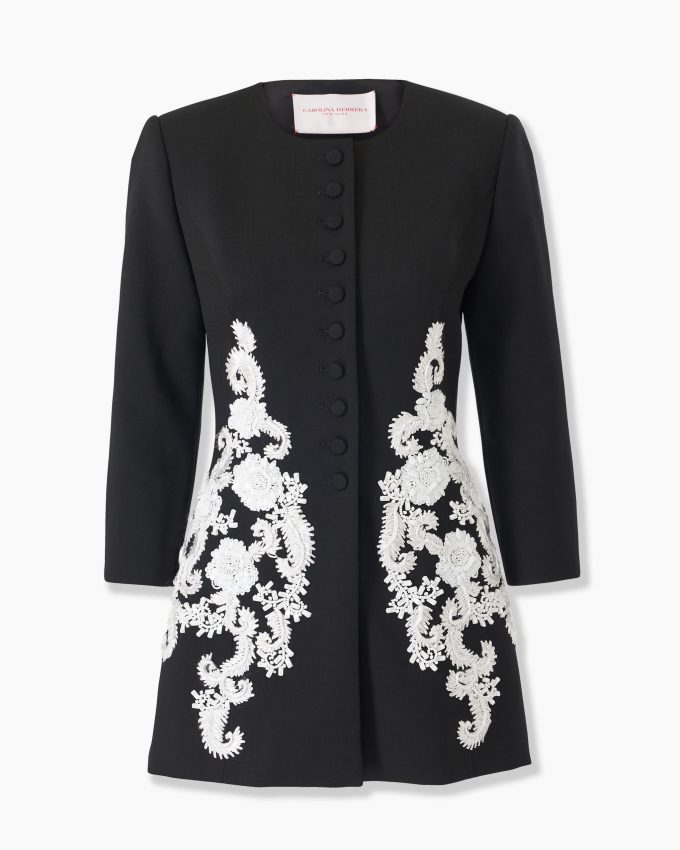 Embroidered Collarless Jacket
