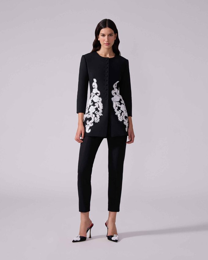 Embroidered Collarless Jacket