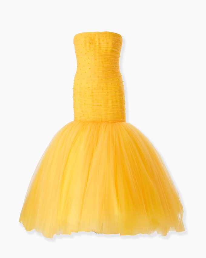 Embroidered Tulle Mermaid Gown
