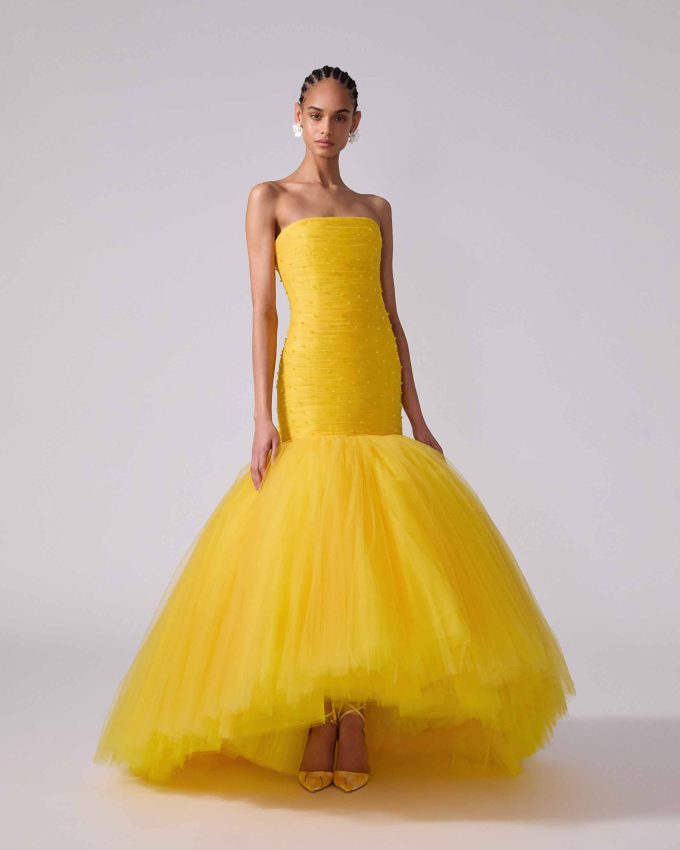 Embroidered Tulle Mermaid Gown