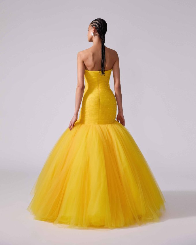 Embroidered Tulle Mermaid Gown
