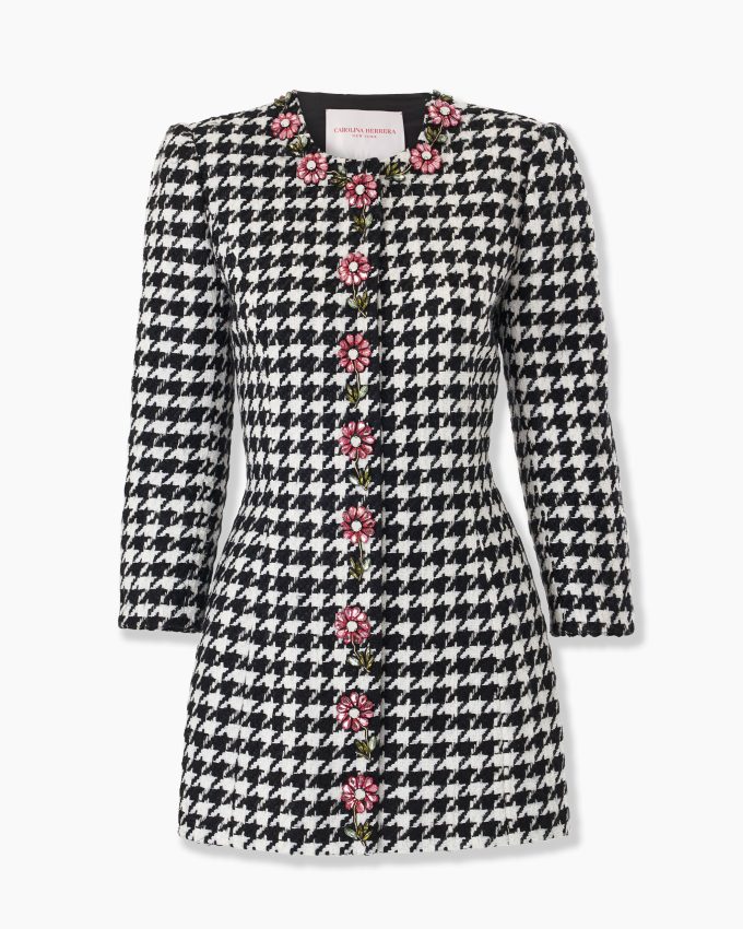 Embroidered Houndstooth Jacket