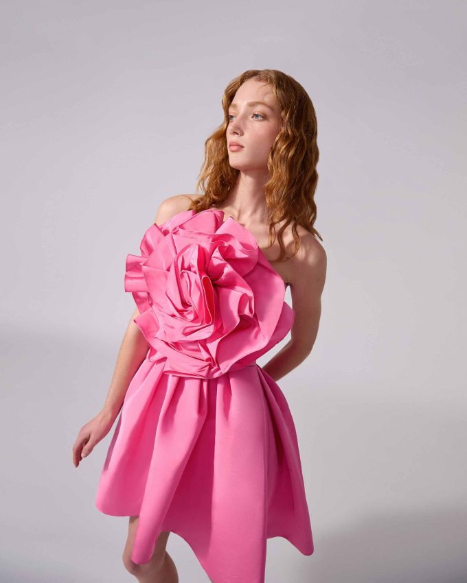 Strapless Rosette Mini Dress