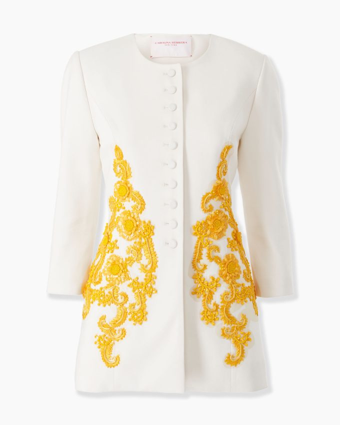 Embroidered Collarless Jacket