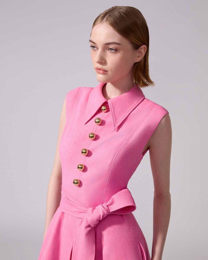Sleeveless Belted Midi Dress