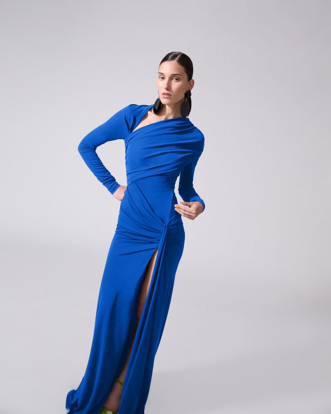 Long-Sleeved Draped Gown