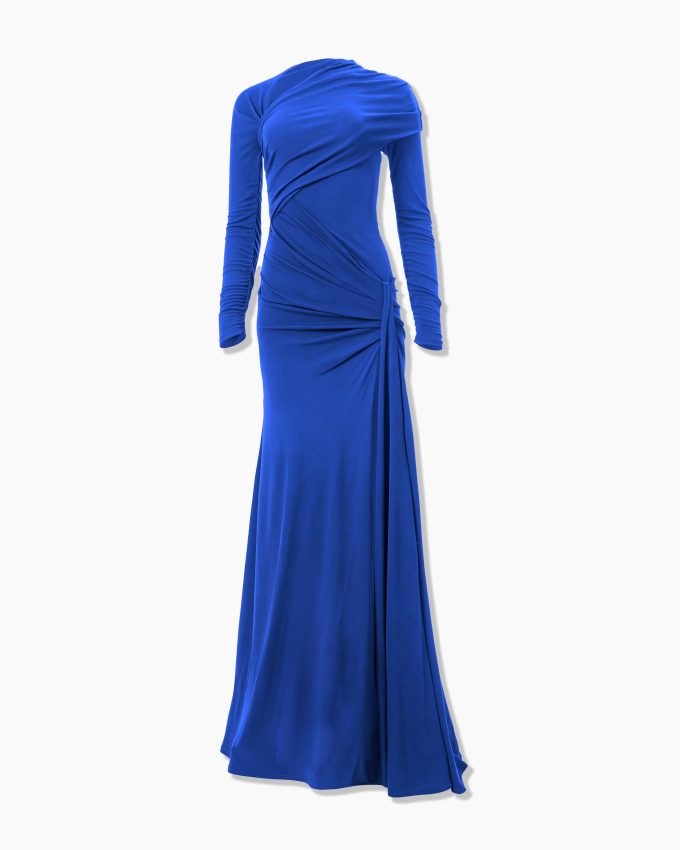 Long-Sleeved Draped Gown